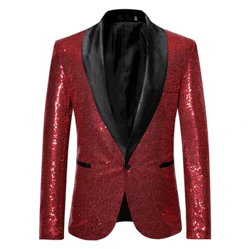 Мужской блестящий костюм с пайетками, пальто, модный красный, серебристый, золотой, черный, для банкета, свадебного выступления на сцене, верхнее платье