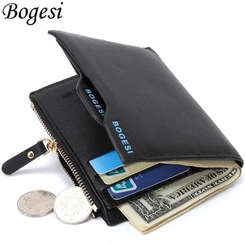 Мужской кошелек Bogesi с сумкой для монет на молнии, маленький тонкий кошелек известного бренда Bifid, мужской кошелек