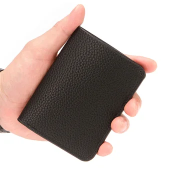 Мужской кошелек из искусственной кожи, Тонкий Маленький Держатель для кредитных карт, Кошелек для монет с рисунком Личи