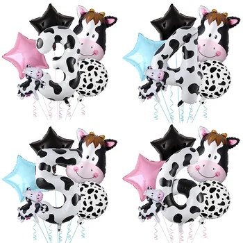 Набор цифровых воздушных шаров на молочную тематику 40-дюймовый набор цифровых шаров на черно-белую тему коровьей фермы, набор воздушных шаров для украшения дня рождения