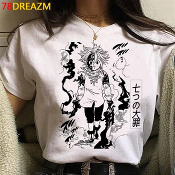 Одежда Seven Deadly Sins, мужская пара каваи, японская винтажная футболка, футболки с графическим рисунком, женские футболки ulzzang