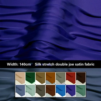 Однотонная 100% шелковая эластичная атласная ткань double joe шириной 140 см 19 мм, мягкая рубашка, спандекс, ткань против морщин, для платья