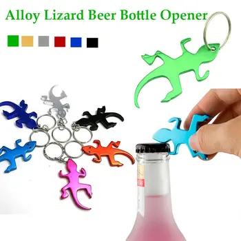 Открывалка для бутылок в форме геккона с мультяшным рисунком Каваи, Многофункциональное алюминиевое изящное кольцо для ключей, креативная новинка, брелки со штопором