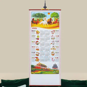 Подвесной Календарь Новогодний Календарь с Рисунком Дракона Традиционный Планировщик календарей Подвесной Календарь с Рисунком Дракона