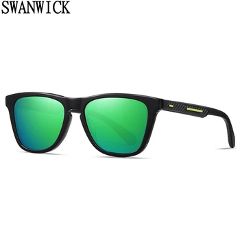 Поляризованные солнцезащитные очки Swanwick квадратные ацетатные ретро солнцезащитные очки TR90 для мужчин за рулем browm серебристый высококачественный UV400 2024 мужской