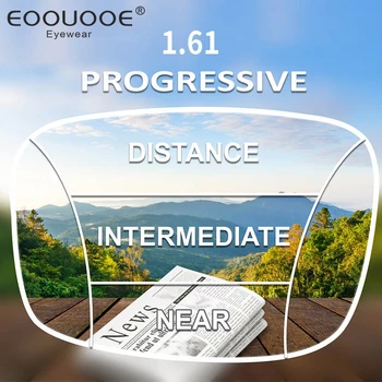 Прогрессивные линзы с индексом EOOUOOE 1.61, Мультифокальная асферическая смола свободной формы, оптические очки по рецепту, Офисные прогрессивные линзы
