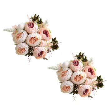Реалистичные цветы Винтажный Искусственный Пион Шелковый цветок Свадебный Домашний декор 2 упаковки (светло-розовый) Искусственное дыхание ребенка