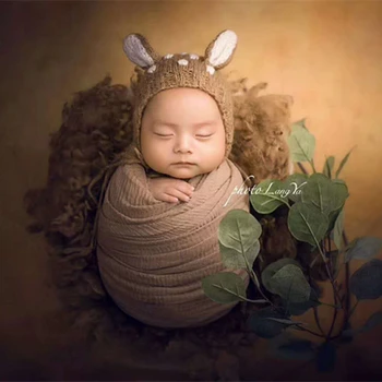 Реквизит для фотосессии в виде шапочки для новорожденных, вязаный мягкий чепчик из мохера, реквизит для фотосъемки новорожденных, чепчик ручной работы, связанный крючком