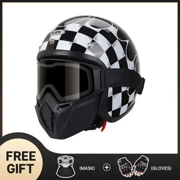 Ретро-шлем Мотоциклетный шлем, Одобренный DOT, Немецкий Винтажный вместительный мото-шлем с открытым лицом, аксессуары для мотороллеров, аксессуары для мотоциклиста