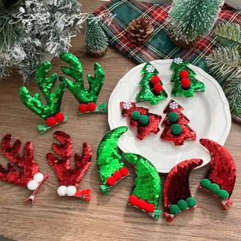 Рождественская заколка в виде рога оленя, Рождественский декор, Детская заколка в виде рога Санта-Клауса, ткань для волос, детские подарки
