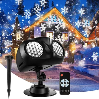 Рождественский проектор для снегопада, обновленная двухтрубная лампа для проектора в виде снежинок, вращающийся прожектор для отдыха на открытом воздухе, падающий снег