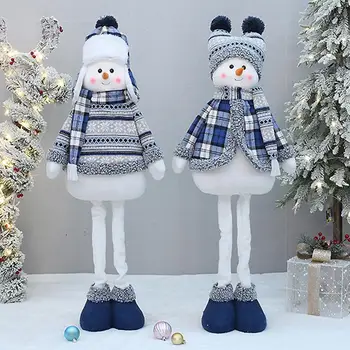 Рождественский снеговик, плюшевые игрушки, фигурки лыжных кукол, настольные украшения, декор стола для домашней вечеринки, подарки на Новогодний стол