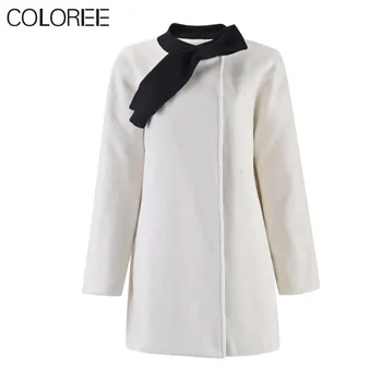 Роскошная дизайнерская одежда, Женские Элегантные Шерстяные и смесовые пальто в стиле пэчворк с круглым вырезом, осенне-зимняя одежда 2024 года, Корейская Jaqueta Feminina