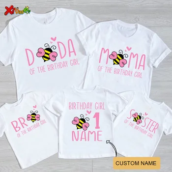 рубашка на день рождения для девочки, Подходящие рубашки для семейного дня рождения, рубашки для отряда по случаю дня рождения пчелы, Подходящие наряды для семьи пчел для девочки 6, 4, 5 лет