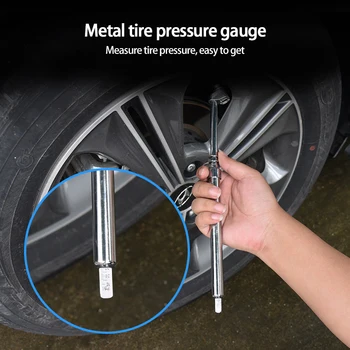Ручка для измерения давления в автомобильных шинах 0,710,3 бар, прочная, простая в использовании, батарея не требуется, удобные автомобильные расходные материалы 37,7 см, точность 10-150 фунтов на квадратный дюйм