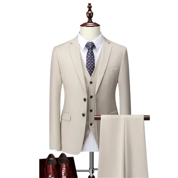 Свадебный костюм премиум-класса на двух пуговицах, мужская Корейская версия, Приталенный комплект делового повседневного мужского костюма для жениха, стандартный код