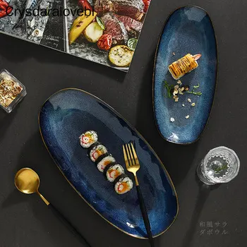 Скандинавская креативная керамика овальная тарелка салат Суши стейк паста Наборы домашней кухонной посуды и тарелок рождественские тарелки