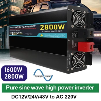 Солнечный инвертор мощностью 1600 Вт 2800 Вт постоянного тока 12 В 24 В 48 В в переменный 220 В Инвертор с чистой синусоидальной волной, преобразователь напряжения и частоты