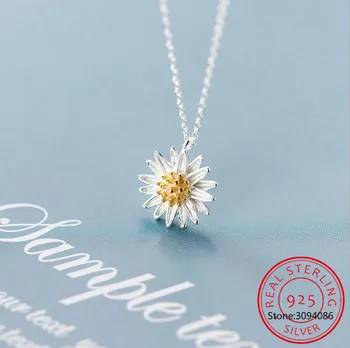 Стерлингового Серебра 925 пробы Элегантные Ожерелья с подвеской в виде цветка Маргаритки Colar de Prata для женщин Ювелирные изделия 2022 г.