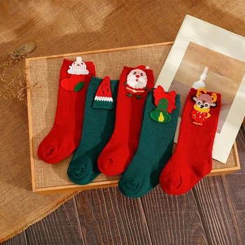 Стильные и удобные рождественские детские однотонные носки средней длины, детские мультяшные Instagram Burst Чулки