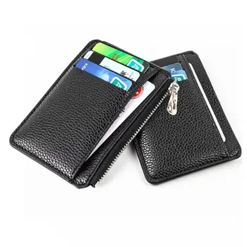 Супер Тонкий мягкий кошелек из искусственной кожи, мини-держатель для кредитных карт, портмоне, тонкая маленькая сумка для карт, однотонный мужской бизнес-кейс