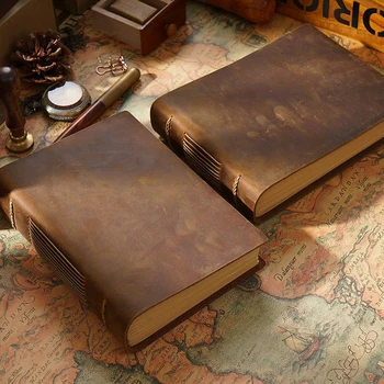 Творческий блокнот Кожаный блокнот для рисования ручной работы из воловьей кожи Винтажный дневник
