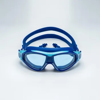 Удобные очки для плавания высокой четкости для детей, прозрачные соединенные беруши, водонепроницаемые, противотуманные, в большой оправе, C515