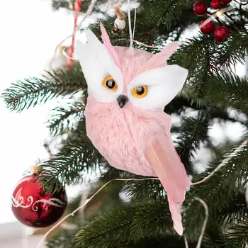 Украшения в виде Рождественской совы, имитация подвески в виде совы из перьев для рождественской вечеринки