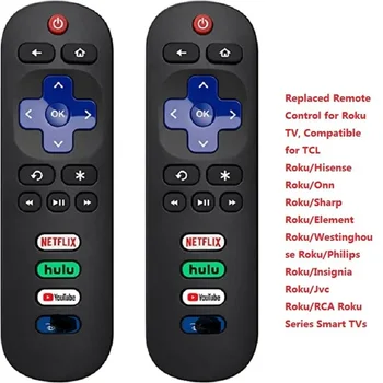 Универсальный пульт дистанционного управления для RokuTV, совместимый с умными телевизорами серии TCL/Hisense/Onn/Sharp Roku, Многофункциональный пульт дистанционного управления