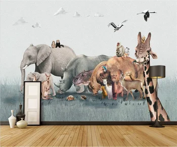 Фотообои на заказ, 3D рисованные мультяшные животные, фреска с бабочками, настенная роспись для телевизора в гостиной в европейском стиле