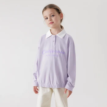 Хлопковая футболка-поло для девочек в стиле колледжа MARC & JANIE, детский хлопковый топ с длинными рукавами в цветную полоску на весну 240235
