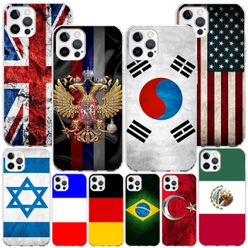 Чехол с Национальным Флагом RU FR UK Phnoe для Iphone 11 12 13 Mini 14 15 Pro Max X Xs Xr 7 Plus 8 + Apple 6S SE 2020 Уникальный Чехол Coque