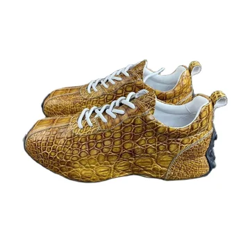 2023 новое поступление, Модная повседневная обувь из крокодиловой кожи, мужские Кроссовки из натуральной кожи PDD147