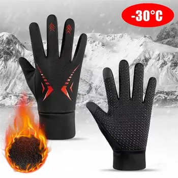 Водонепроницаемые зимние мужские перчатки, модные ветрозащитные противоскользящие лыжные перчатки, утепленные теплые перчатки с сенсорным экраном
