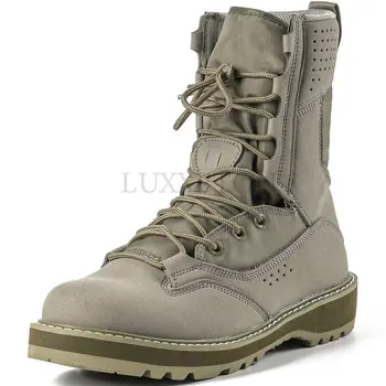 Зеленые мужские ботинки, военные тактические высокие тактические ботинки, походная обувь, охотничьи ботинки на открытом воздухе, бежевые армейские ботинки