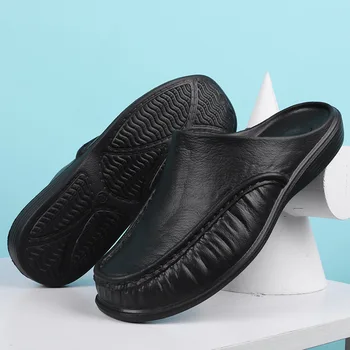 Мужские тапочки EVA Slip on на плоской подошве, прогулочные мужские полуботинки, удобные мягкие домашние сандалии, Размер 40-47
