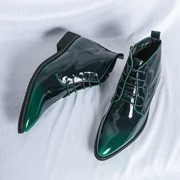 Роскошные брендовые мужские глянцевые официальные ботинки; высококачественные ботинки 