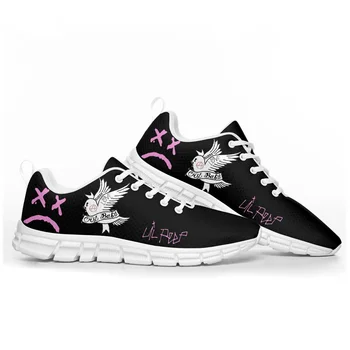 Спортивная обувь Lil Peep в стиле хип-хоп Рэппер для подростков, Мужские, женские, Детские кроссовки, Повседневная обувь для пары высокого уровня на заказ, Розовый